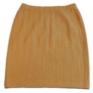 St. John by Marie Gray Knit Pencil Skirt Size 8 Yellow USA